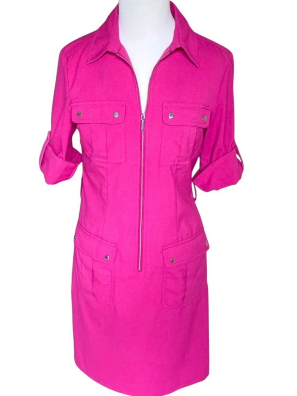 Michael Kors Pink Utility Shirt Dress Size Large No Belt